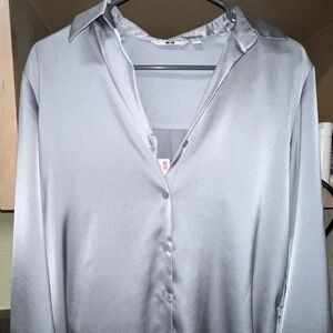 Women's Silver Button-Up Shirt
